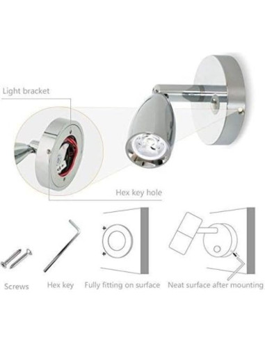 Luz de Lectura LED THALASSA 12V Regulable - 2 Unidades