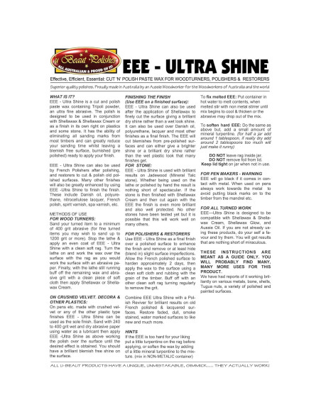 Cera en Pasta EEE-Ultra Shine U-Beaut 250ml para Lijado Cera en Pasta EEE-Ultra Shine U-Beaut 250ml para Lijado