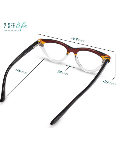 Gafas de lectura 2.5x 2SeeLife ojo de gato marrón para mujer