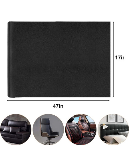 Parche de Cuero Autoadhesivo Vodolo 119x43 cm Negro Brillante Parche de Cuero Autoadhesivo Vodolo 119x43 cm Negro Brillante