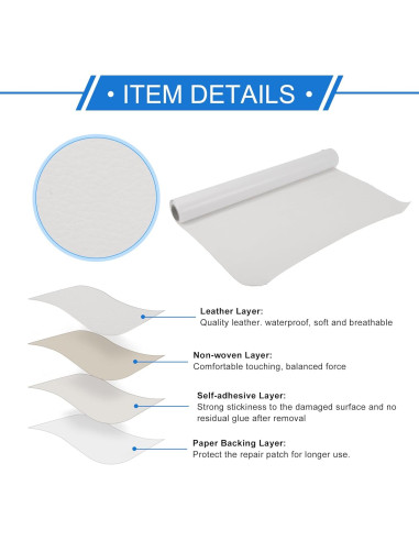 Parche de Reparación de Cuero Autoadhesivo VekAuto 102x41cm Beige