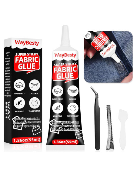 Pegamento para Tela Waybesty 55ml - Impermeable y Lavable Pegamento para Tela Waybesty 55ml - Impermeable y Lavable