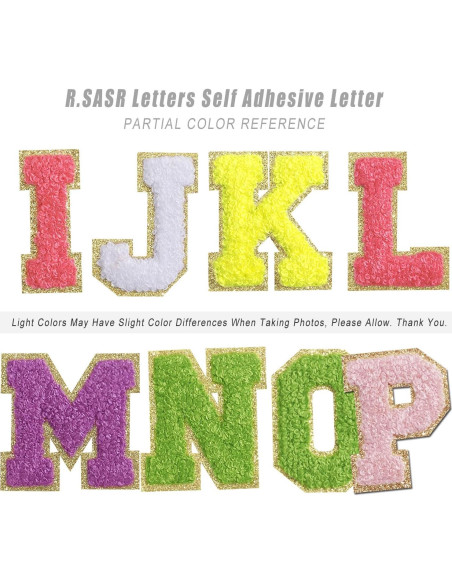 52 Piezas Parches de Letras Chenille R.SASR Autoadhesivos 52 Piezas Parches de Letras Chenille R.SASR Autoadhesivos
