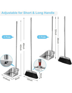 Conjunto de Escoba y Recogedor VOOWO Acero Inoxidable 1.17kg 2