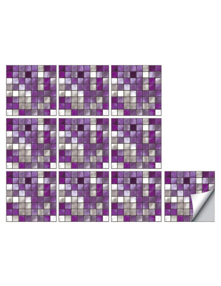 Azulejos Mosaico Autoadhesivos IMIKEYA 10pcs PVC Púrpura Azulejos Mosaico Autoadhesivos IMIKEYA 10pcs PVC Púrpura