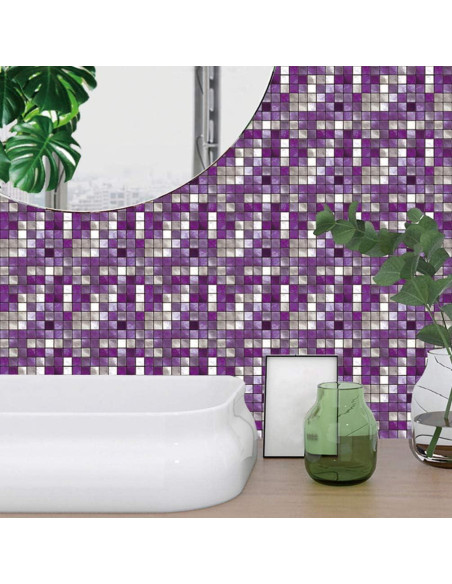 Azulejos Mosaico Autoadhesivos IMIKEYA 10pcs PVC Púrpura Azulejos Mosaico Autoadhesivos IMIKEYA 10pcs PVC Púrpura