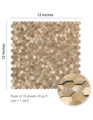 Azulejos Autoadhesivos STICKGOO 3D Cobre 8PCS 0.74m