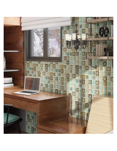Papel Tapiz Autoadhesivo Livelynine Verde Mosaico 40.1x200 cm