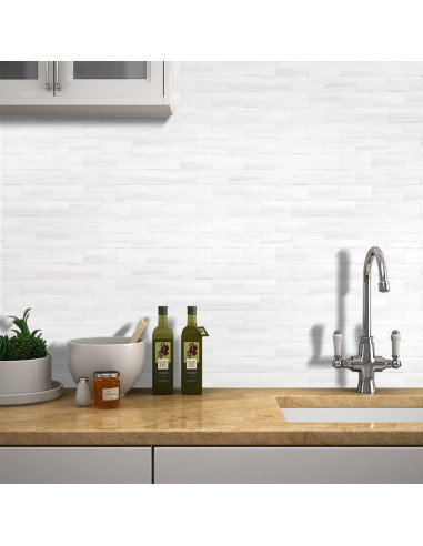 Azulejos Autoadhesivos STICKGOO 10 Hojas Mármol Blanco 0.84m