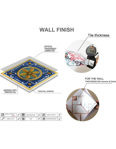 Calcomanías de Azulejos Mandala Jacklove 16 Pcs 15x15 cm Calcomanías de Azulejos Mandala Jacklove 16 Pcs 15x15 cm