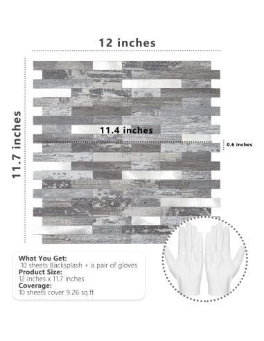 Azulejos Autoadhesivos STICKGOO PVC Madera Envejecida 10 Hojas