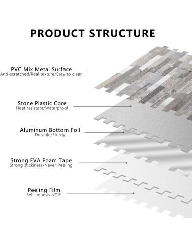 Azulejos Autoadhesivos STICKGOO PVC Madera Envejecida 10 Hojas