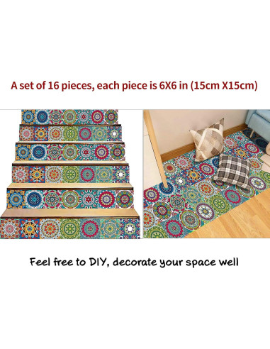 Pegatinas de Azulejos Autoadhesivas Kakofaci 16 Pcs 15x15 cm