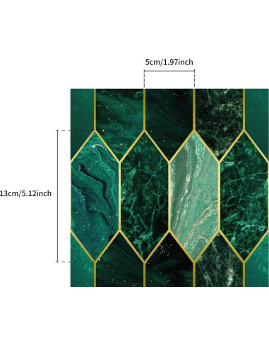 Azulejos Autoadhesivos Funlife 50Pcs Holográfico Esmeralda 20x20cm