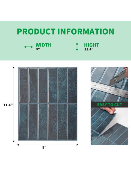 Azulejos Autoadhesivos LONGKING 10 Piezas 29x22.9cm Azul Azulejos Autoadhesivos LONGKING 10 Piezas 29x22.9cm Azul