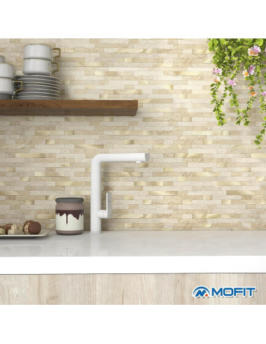 Azulejos Autoadhesivos 3D M MOFIT Beige para Salpicadero - 5 Hojas