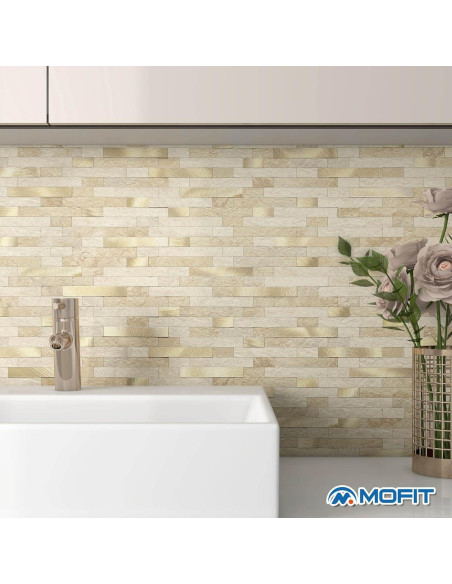 Azulejos Autoadhesivos 3D M MOFIT Beige para Salpicadero - 5 Hojas Azulejos Autoadhesivos 3D M MOFIT Beige para Salpicadero - 5 Hojas