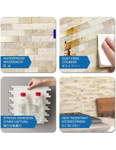Azulejos Autoadhesivos 3D M MOFIT Beige para Salpicadero - 5 Hojas
