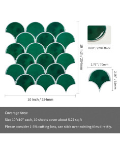 Azulejo Autoadhesivo HOMEART Escama de Pescado Verde 10 Hojas 2