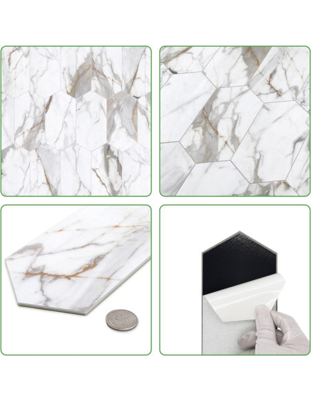 Azulejo Hexagonal Autoadhesivo INNO STICKERS Calacatta Gold 36 Hojas Azulejo Hexagonal Autoadhesivo INNO STICKERS Calacatta Gold 36 Hojas