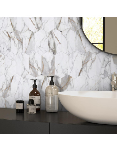 Azulejo Hexagonal Autoadhesivo INNO STICKERS Calacatta Gold 36 Hojas