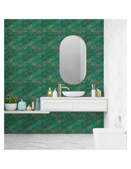 Azulejo autoadhesivo Mosaicowall 3D Verde Hexagonal 25x30cm Azulejo autoadhesivo Mosaicowall 3D Verde Hexagonal 25x30cm
