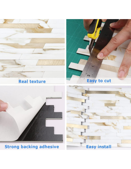 Azulejos Autoadhesivos STICKGOO 10 Hojas Mármol Calacata 0.78 m Azulejos Autoadhesivos STICKGOO 10 Hojas Mármol Calacata 0.78 m