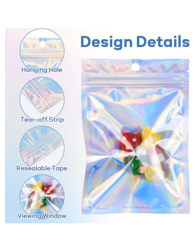 100 Bolsas Holográficas Reutilizables RAINFLOW 10.4x15 cm