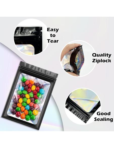 300 Bolsas Holográficas Mylar Arsmat, 3 Tamaños Reutilizables 300 Bolsas Holográficas Mylar Arsmat, 3 Tamaños Reutilizables