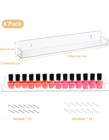 Estante Organizador de Esmaltes AumVum 6 Unidades 38cm Pared