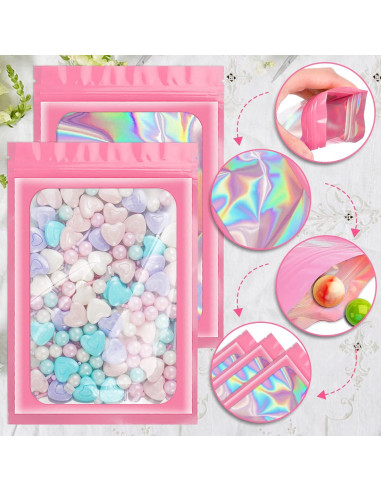 Paquete de 100 Bolsas Holográficas ANZNKU 6.1x9.9cm Resellables