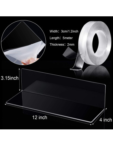 Estantes Flotantes de Acrílico Jetec 8 Piezas 30.48 cm