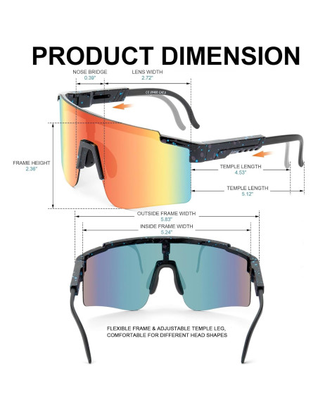 Gafas de Ciclismo Roibeao UV400 Ligeras Unisex Rojo y Negro Gafas de Ciclismo Roibeao UV400 Ligeras Unisex Rojo y Negro