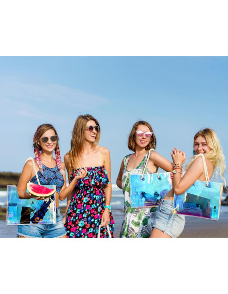 4 Bolsas Tote Transparentes Holográficas Buryeah 38x30cm 4 Bolsas Tote Transparentes Holográficas Buryeah 38x30cm