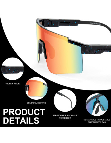 Gafas de Ciclismo Roibeao UV400 Ligeras Unisex Rojo y Negro