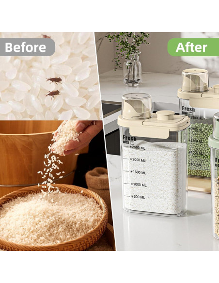 Contenedor de Almacenamiento de Grano KTBLVFN 1600ml Hermético Contenedor de Almacenamiento de Grano KTBLVFN 1600ml Hermético