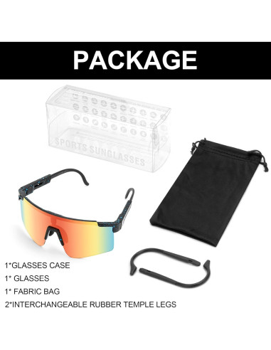Gafas de Ciclismo Roibeao UV400 Ligeras Unisex Rojo y Negro