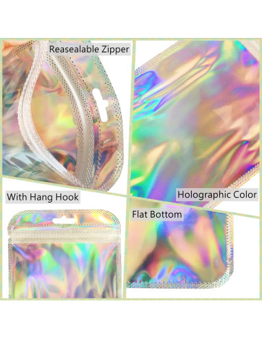 100 Bolsas Holográficas Reutilizables BOBECI 10x15cm