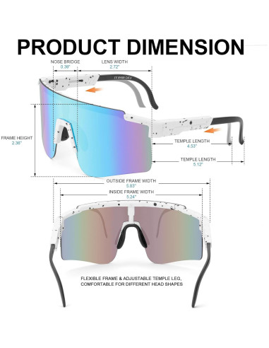 Gafas de Ciclismo Roibeao UV400 Ligeras Unisex Azul y Blanco