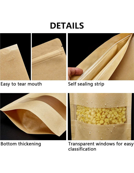 100 Bolsas Reutilizables de Papel Kraft 8.89x13.97 cm con Ventana 100 Bolsas Reutilizables de Papel Kraft 8.89x13.97 cm con Ventana