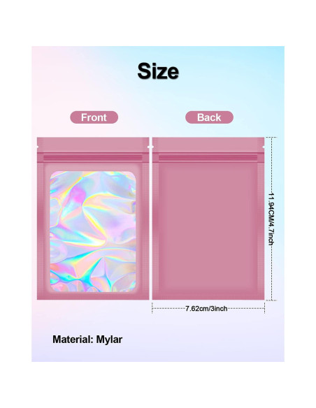 100 Bolsas Mylar Rosa Reutilizables 7.6x11.9 cm Lautechco 100 Bolsas Mylar Rosa Reutilizables 7.6x11.9 cm Lautechco
