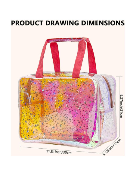 Bolsa de Cosméticos Grande Rosa Holográfico TPU 30x21x13cm Bolsa de Cosméticos Grande Rosa Holográfico TPU 30x21x13cm