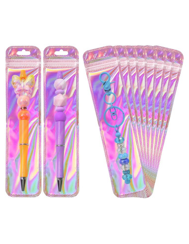 50 Bolsas Holográficas Mylar DASTTUIS 5.3x21.8 cm Rosa Claro