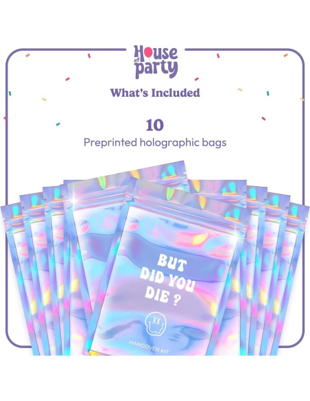 Kit de Resaca House of Party - 10 Bolsas Holográficas Reutilizables Kit de Resaca House of Party - 10 Bolsas Holográficas Reutilizables