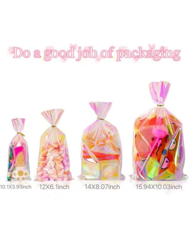 Bolsas de Celofán Holográficas Iridiscentes 50 Piezas 15.5x30.5cm