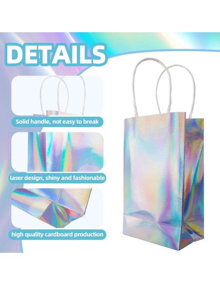 Bolsas de regalo holográficas ZXBMS - 24 piezas reutilizables Bolsas de regalo holográficas ZXBMS - 24 piezas reutilizables