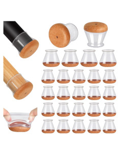 24 Protectores de Suelo PISAO para Patas de Silla Redondos