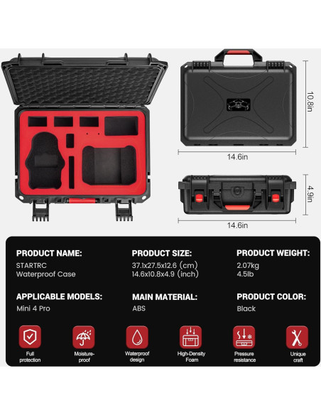 Funda Dura Impermeable STARTRC para DJI Mini 3 Pro y 4 Funda Dura Impermeable STARTRC para DJI Mini 3 Pro y 4
