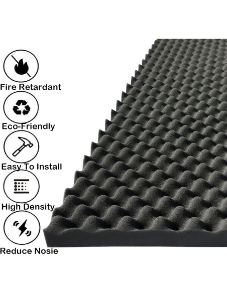 Paneles Acústicos de Espuma de Huevo 2 PCS 121.9x61x5cm Negro Paneles Acústicos de Espuma de Huevo 2 PCS 121.9x61x5cm Negro