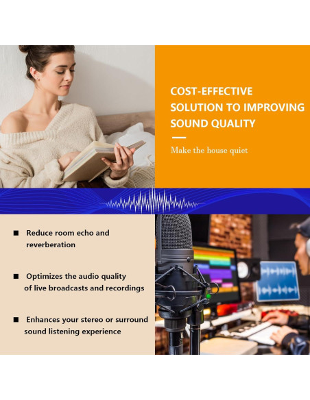 Paquete de 36 Paneles de Espuma Acústica 30x30 cm Negro Paquete de 36 Paneles de Espuma Acústica 30x30 cm Negro